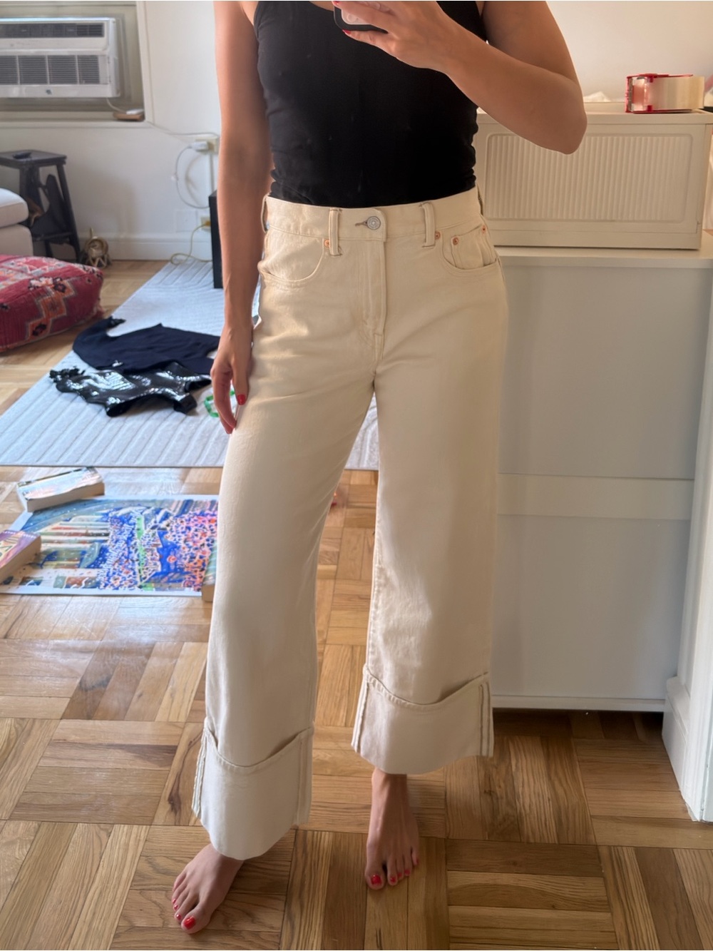 Women’s ivory stovepipe crop Jeans